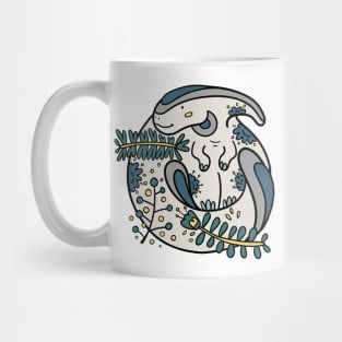 Cute Parasaurolophus Floral Dino Mug